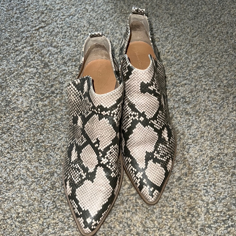 Snake print short boots